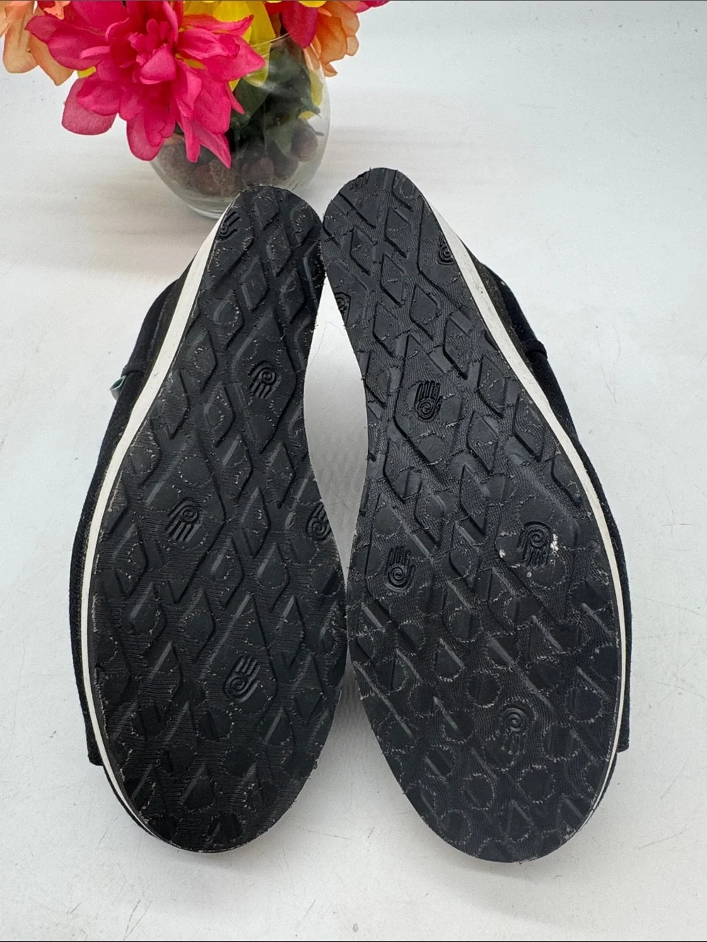 Teva Black Canvas Peep-Toe Wedge Heels Much Size 5 KET10160A